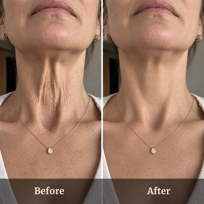 Woman in her 50s reading the collagen powder ingredient panel at the store