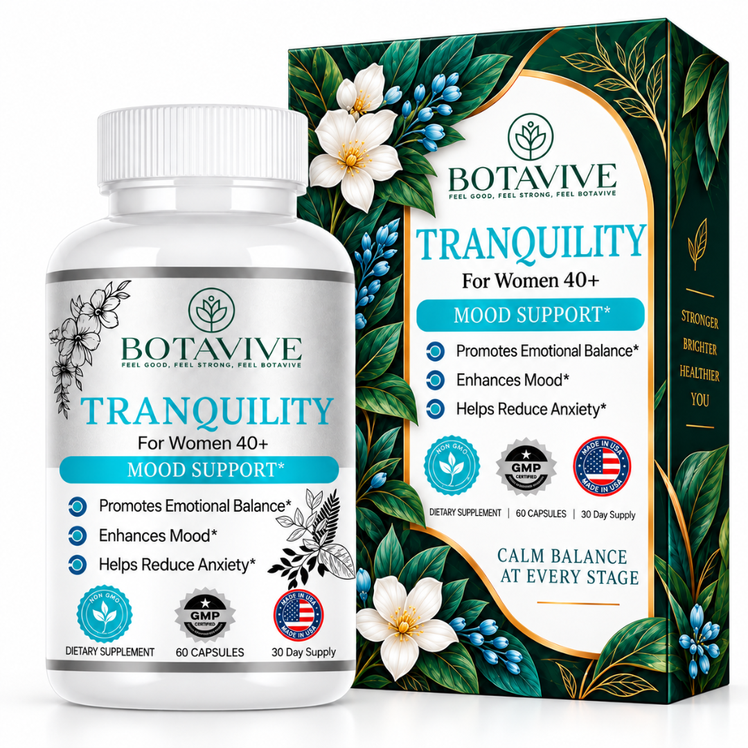 Botavive supplement bottle photographed for the women's menopause product line