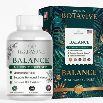 Botavive Balance menopause support supplement bottle and packaging on a white background