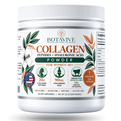 Botavive Collagen Powder container with scoop shown from a different angle