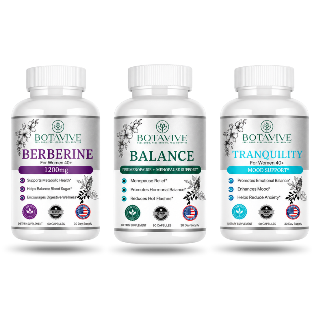 Menopause Relief Bundle with Balance, Berberine and Tranquility supplements