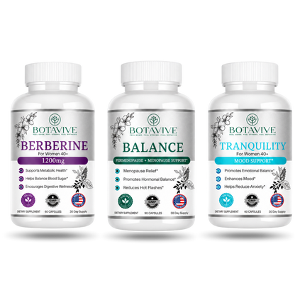 Menopause Relief Bundle with Balance, Berberine and Tranquility supplements