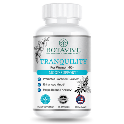 Botavive Tranquility supplement bottle for perimenopause stress and anxiety support