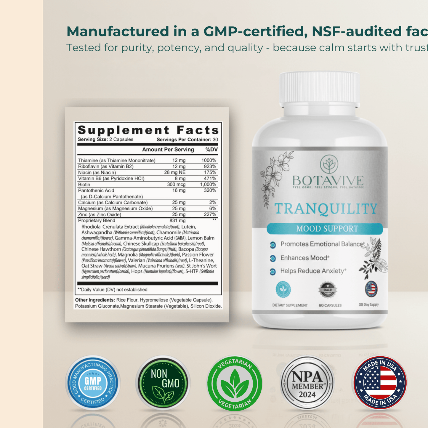 Botavive Tranquility - Stress & Anxiety Relief for Daily Calm - Botavive